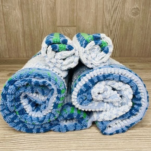 Vintage spring maid bath towels and face cloths 2 towels 2 face cloths blue - Picture 6 of 8